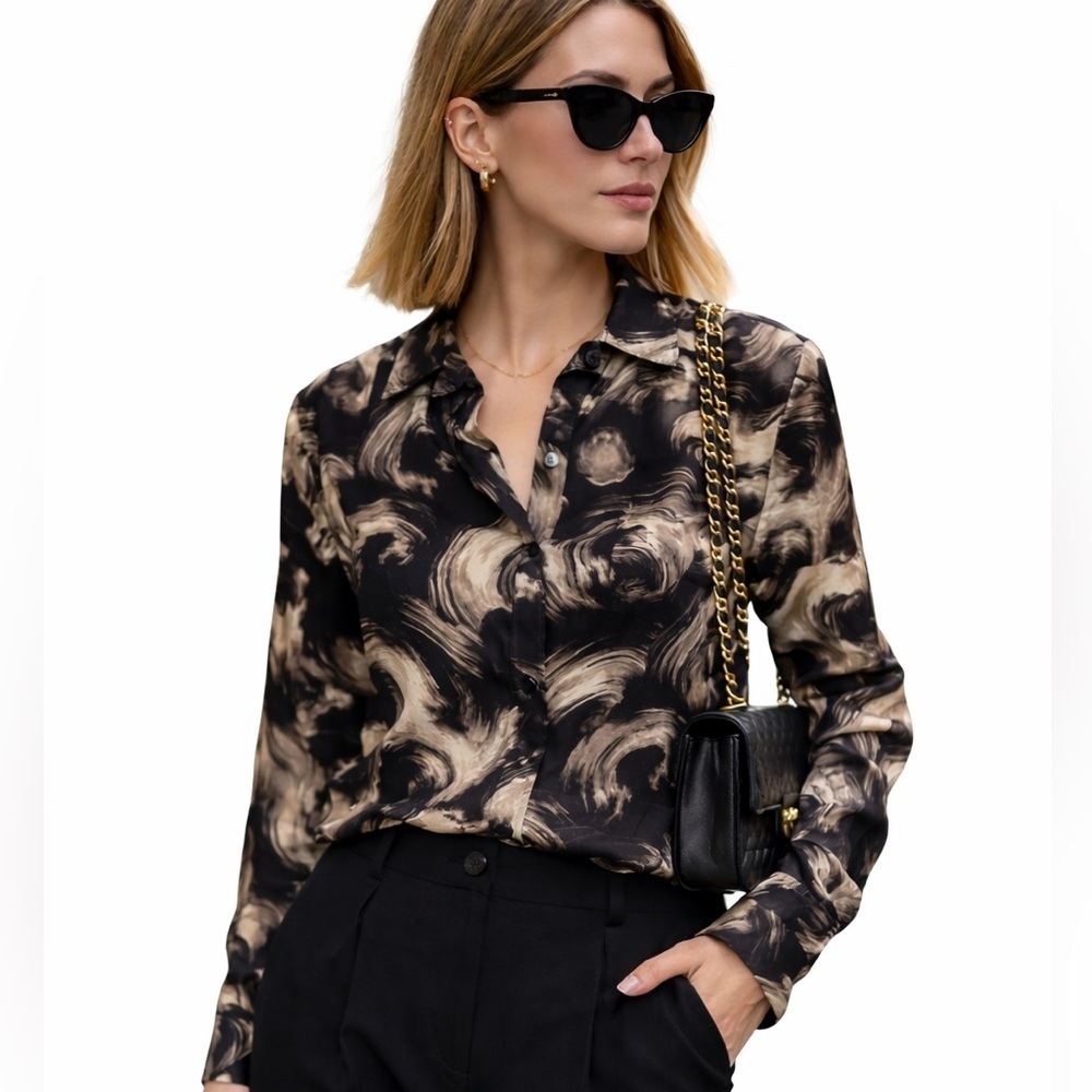 NWT Everlane Abstract Print Relaxed Button Down Shirt 14